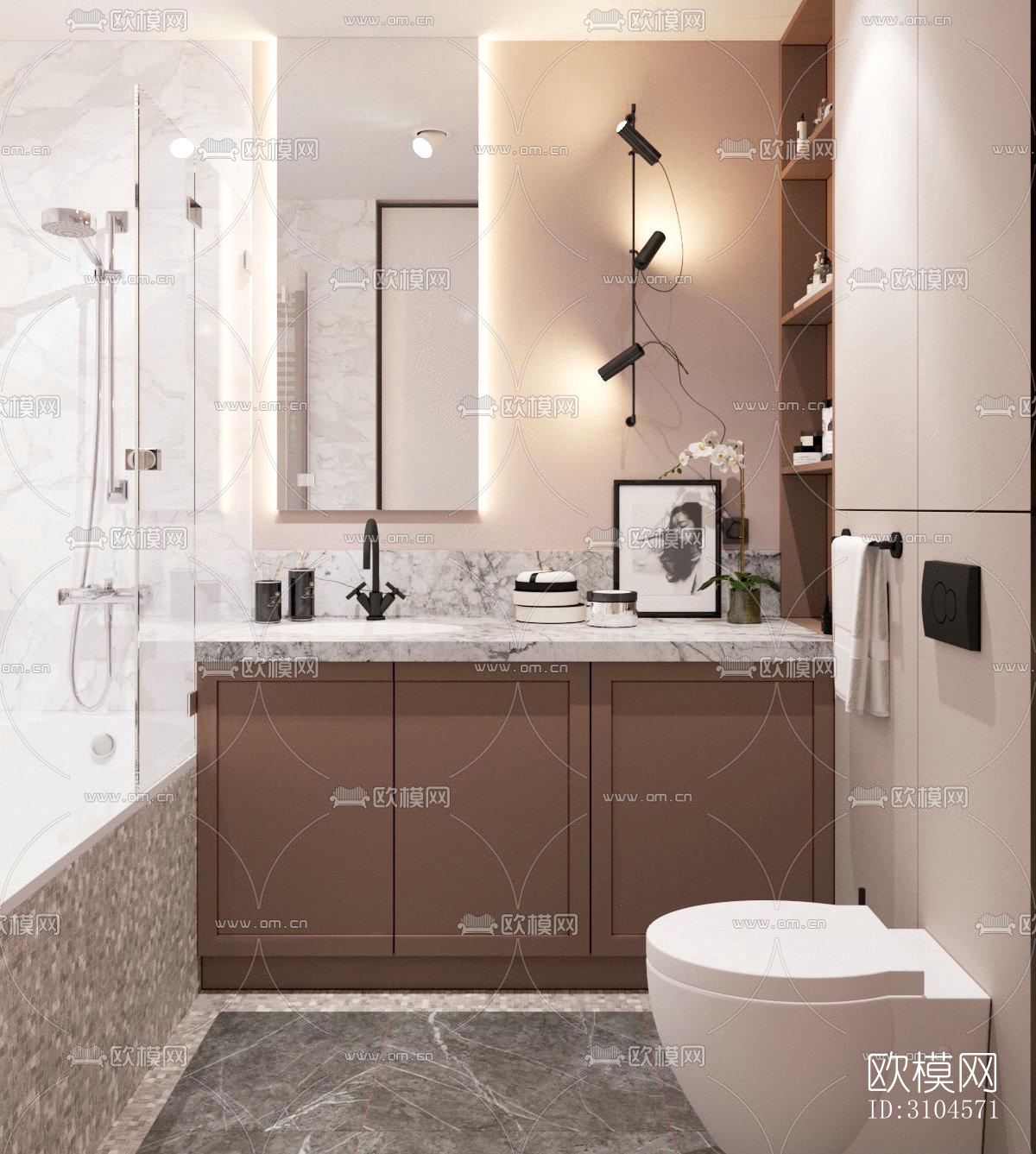 欧式卫生间效果图下载（渲染图2）