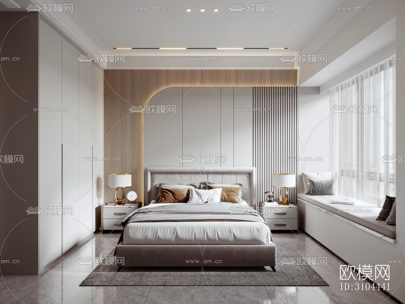 现代卧室效果图下载（渲染图5）