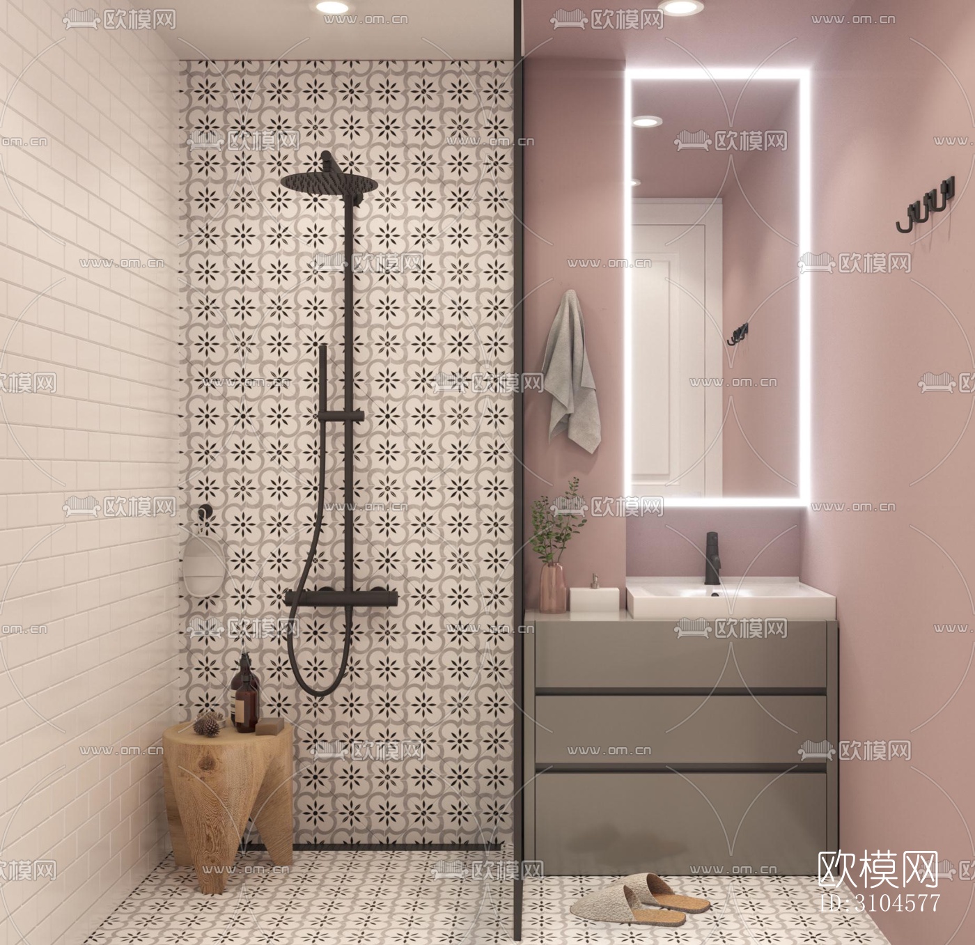 法式卫生间效果图下载（渲染图1）