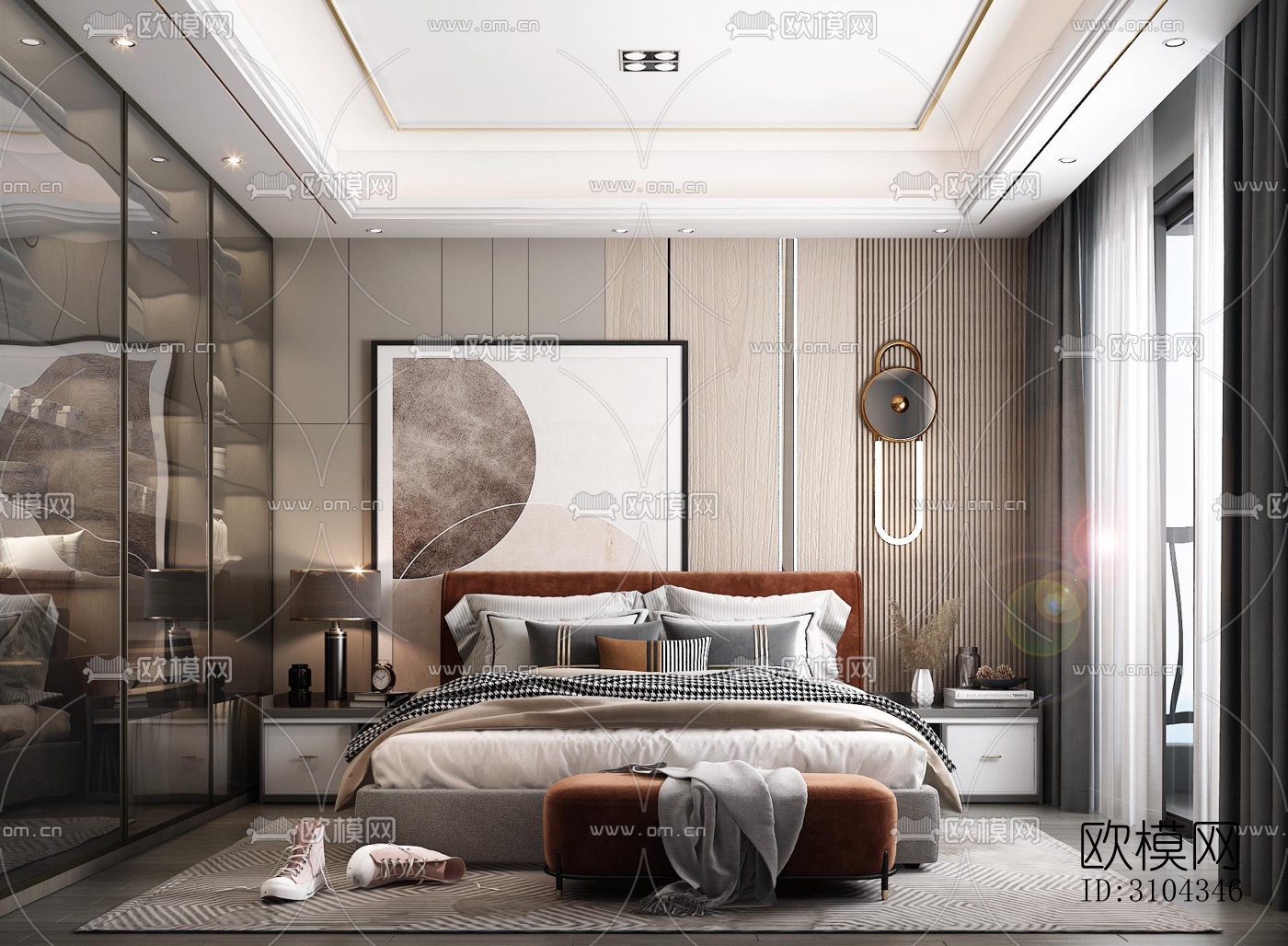 现代卧室效果图下载（渲染图2）