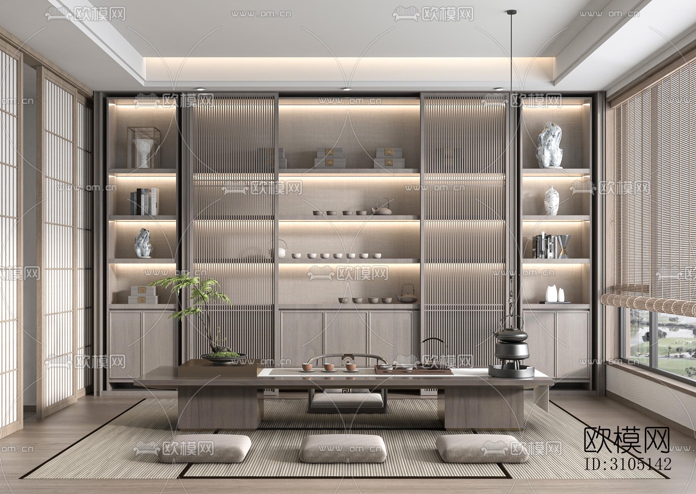 中式茶室效果图下载（渲染图3）