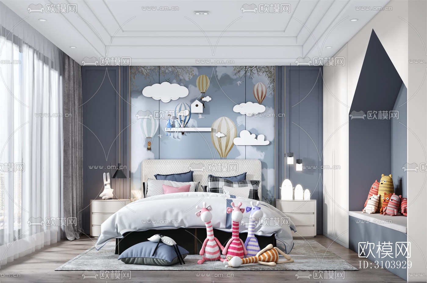 欧式儿童房效果图下载（渲染图4）