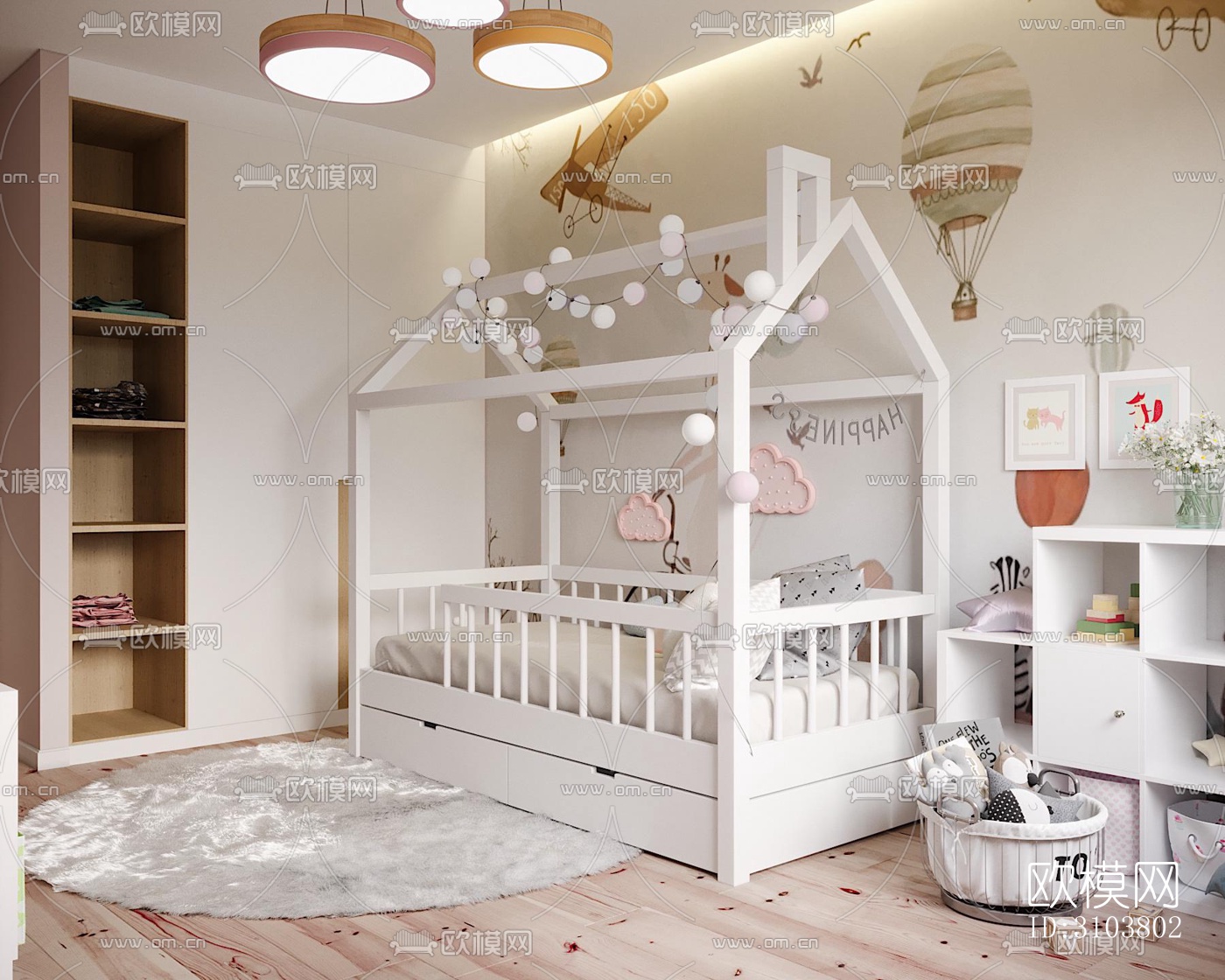 北欧儿童房效果图下载（渲染图2）