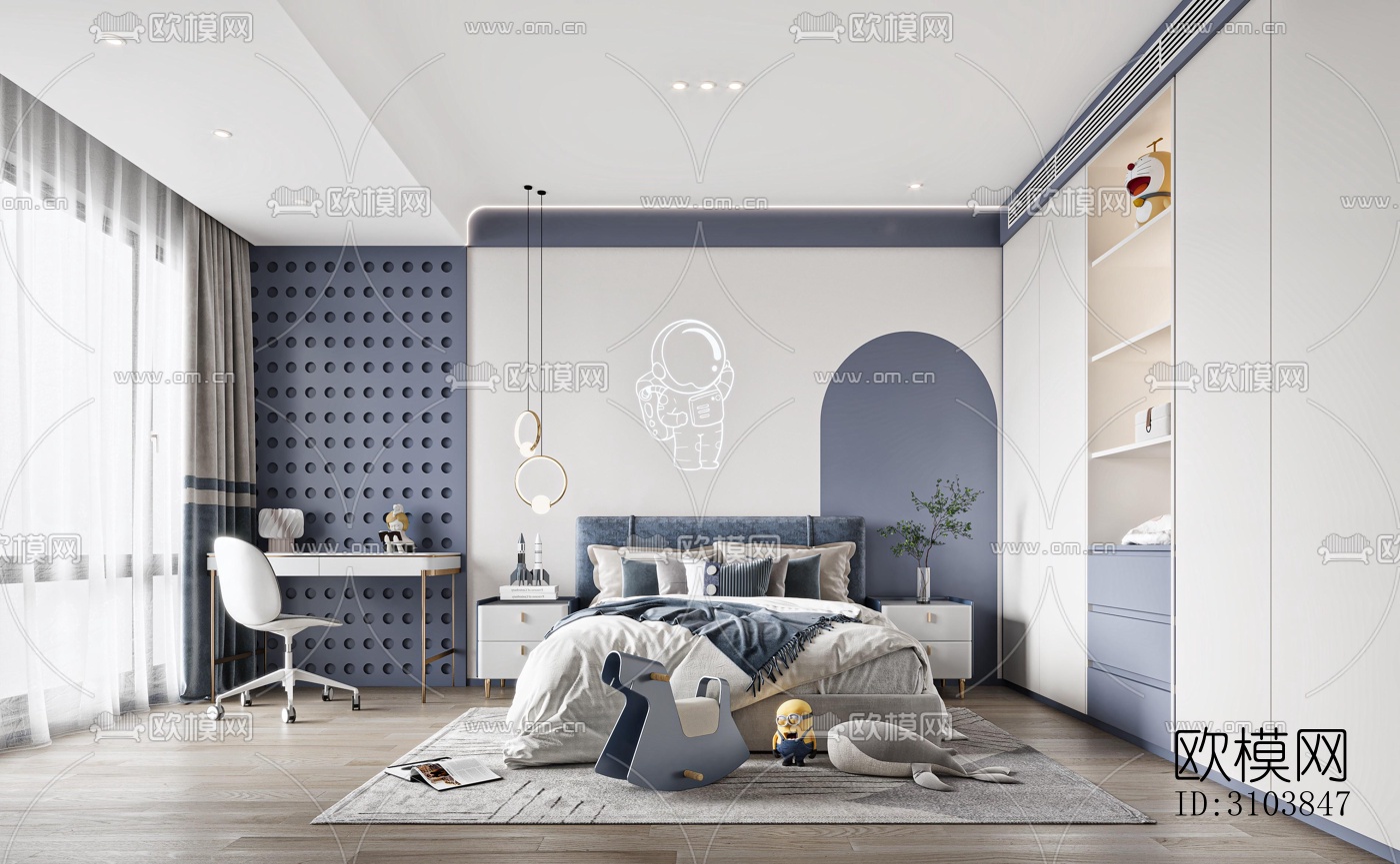 北欧儿童房效果图下载（渲染图4）