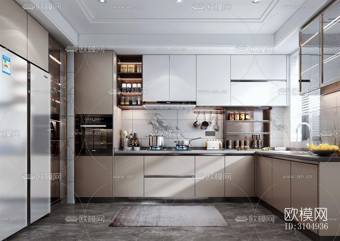 现代厨房效果图下载（渲染图3）