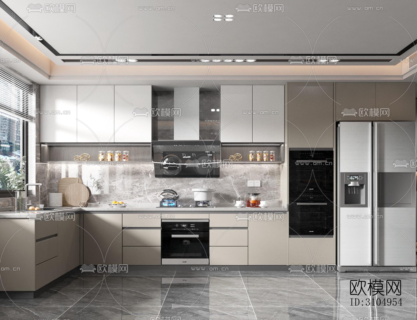 现代厨房效果图下载（渲染图2）