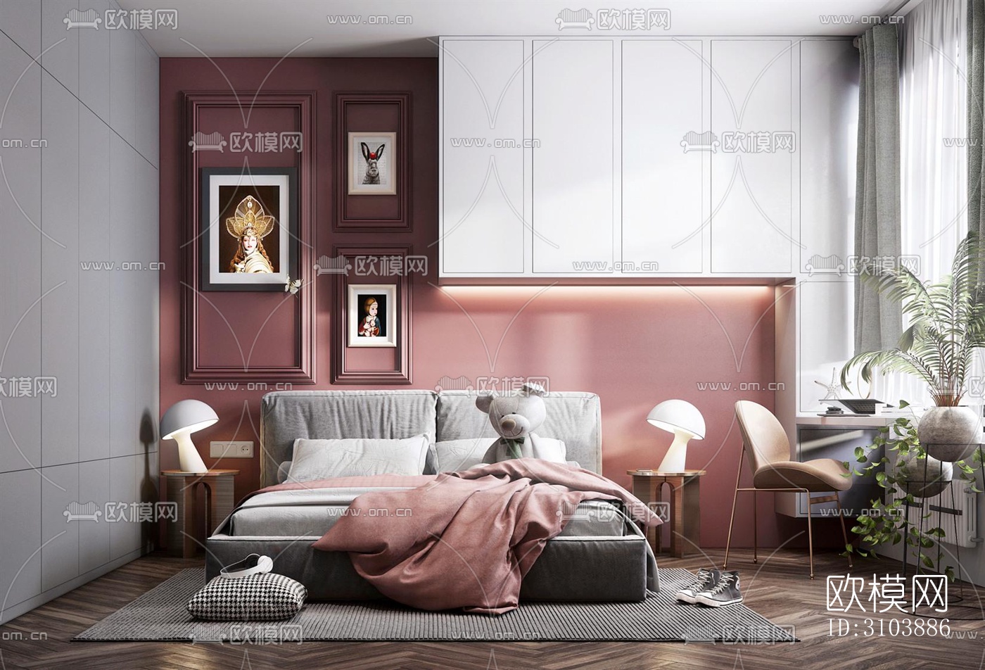 北欧儿童房效果图下载（渲染图3）