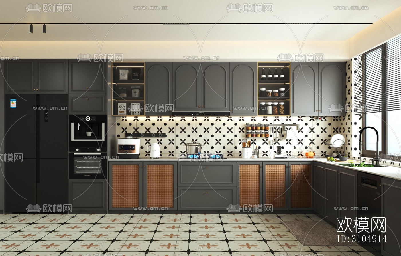 欧式厨房效果图下载（渲染图1）