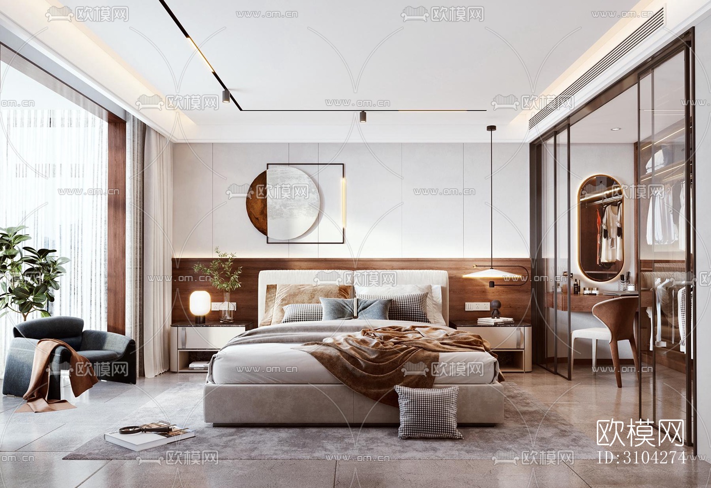 现代卧室效果图下载（渲染图5）