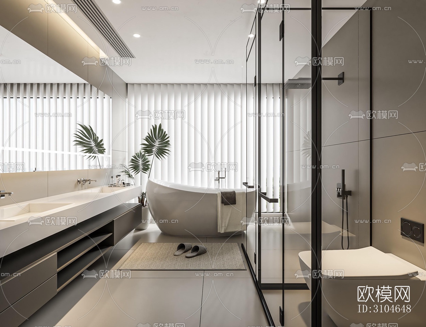 现代卫生间效果图下载（渲染图5）