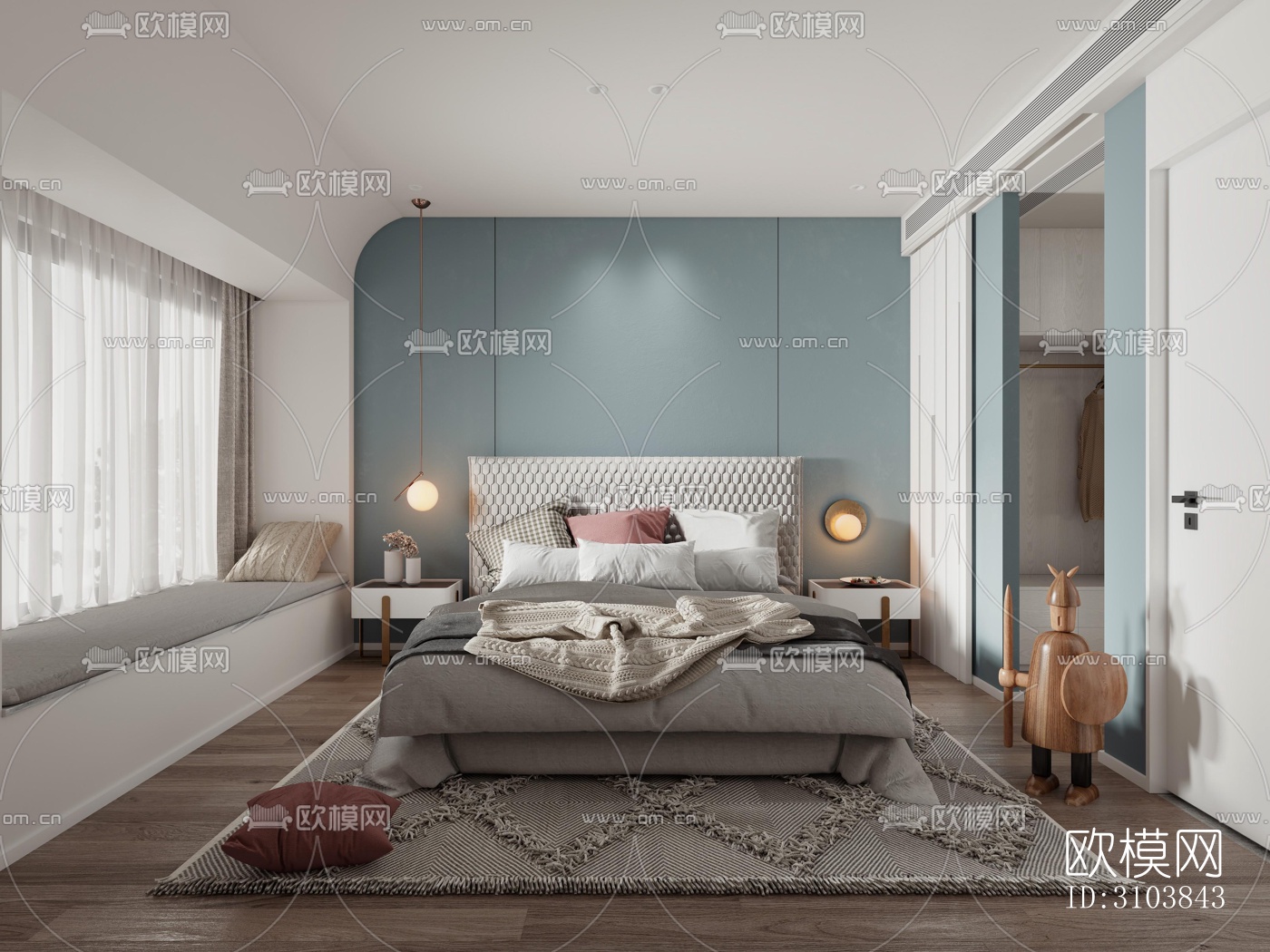 北欧儿童房效果图下载（渲染图1）