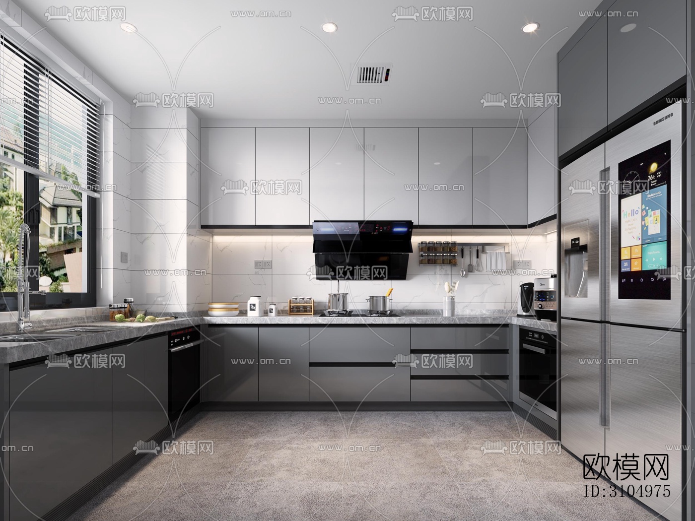 现代厨房效果图下载（渲染图5）