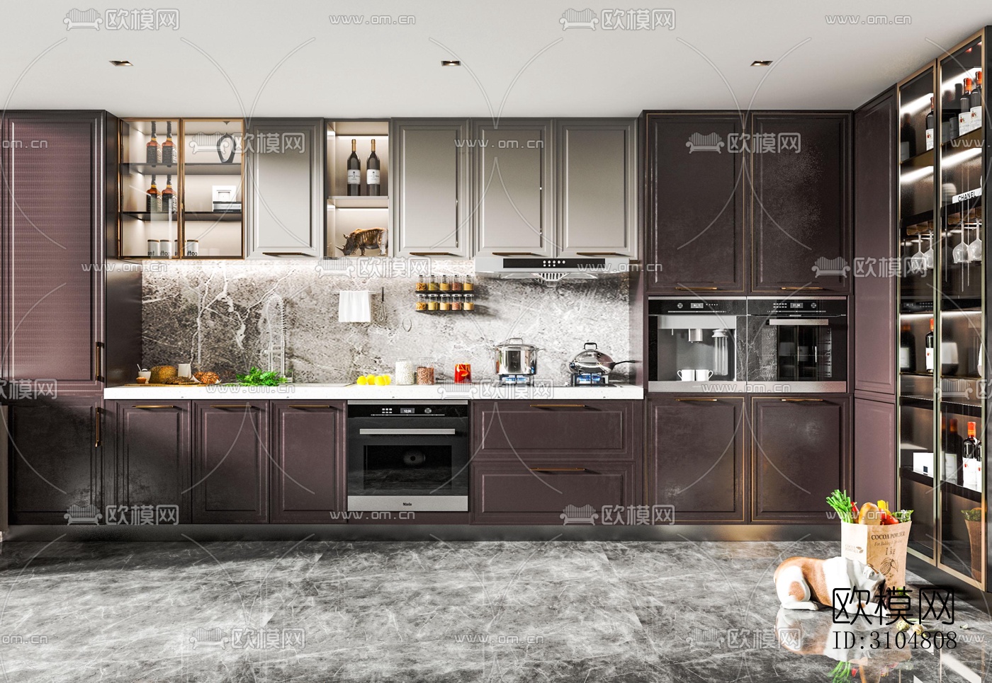 北欧厨房效果图下载（渲染图1）