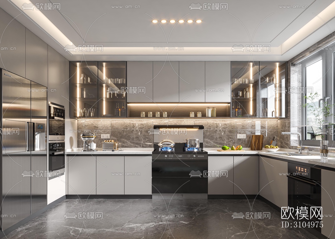 现代厨房效果图下载（渲染图3）