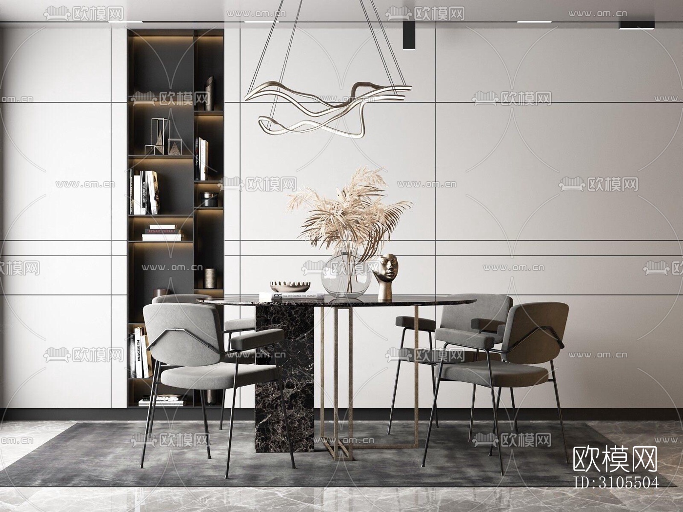 现代餐厅效果图下载（渲染图3）