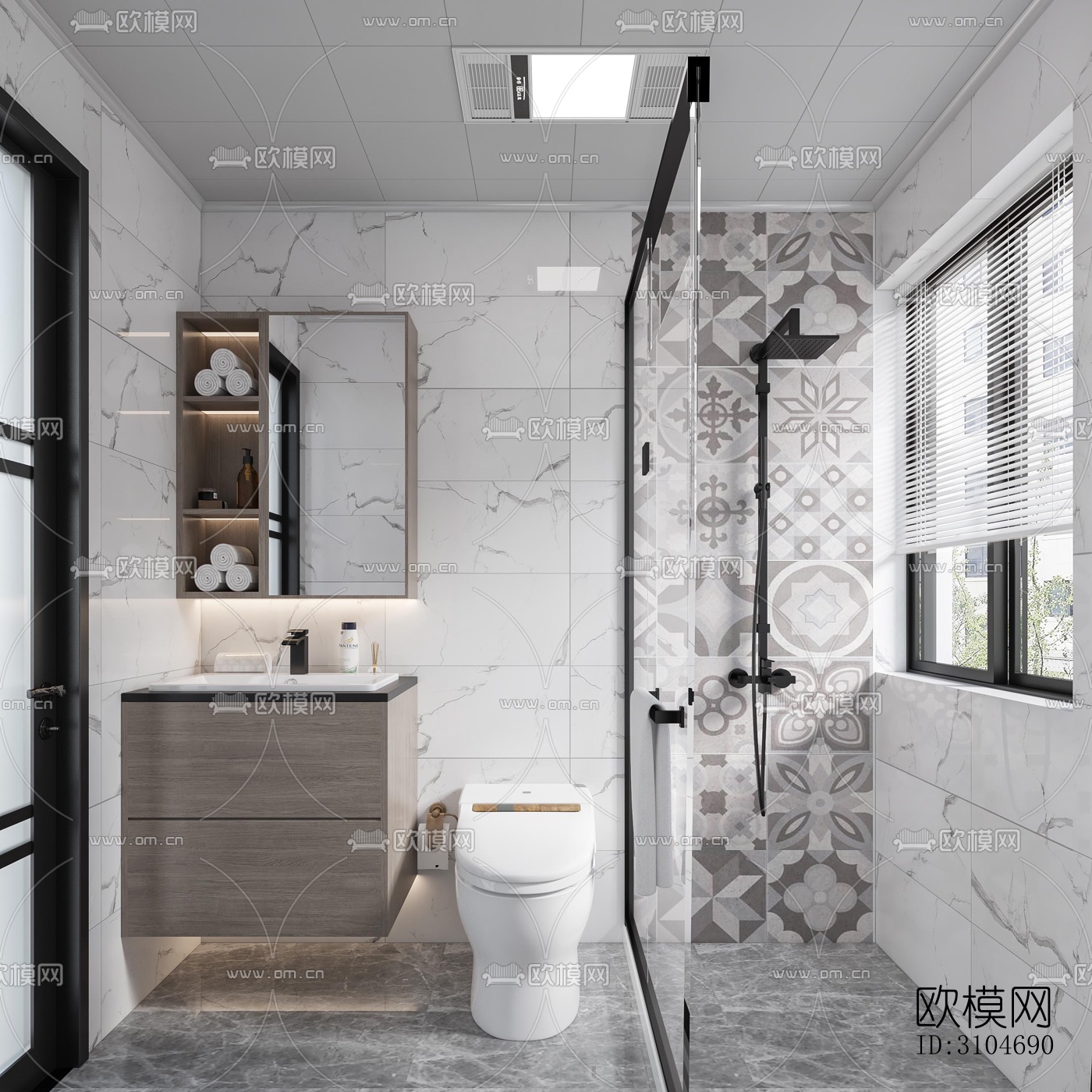 现代卫生间效果图下载（渲染图2）