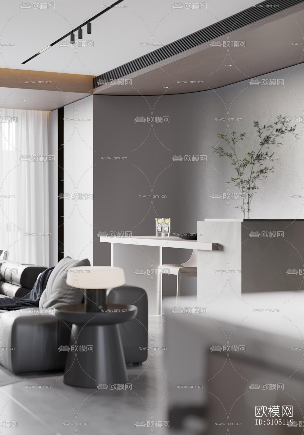 现代平层效果图下载（渲染图14）