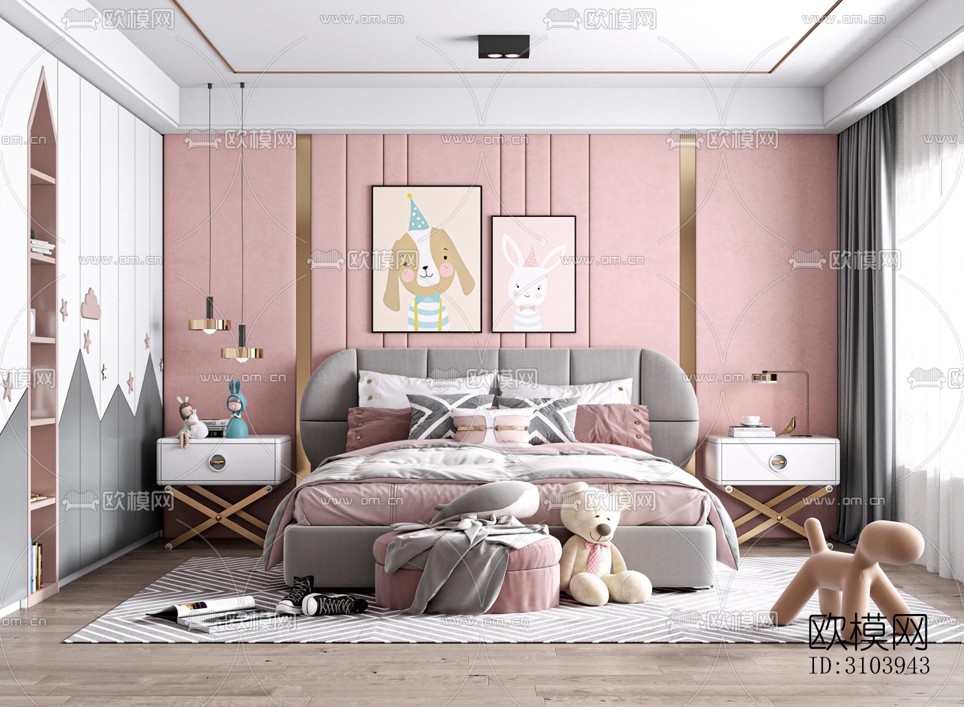 欧式儿童房效果图下载（渲染图2）