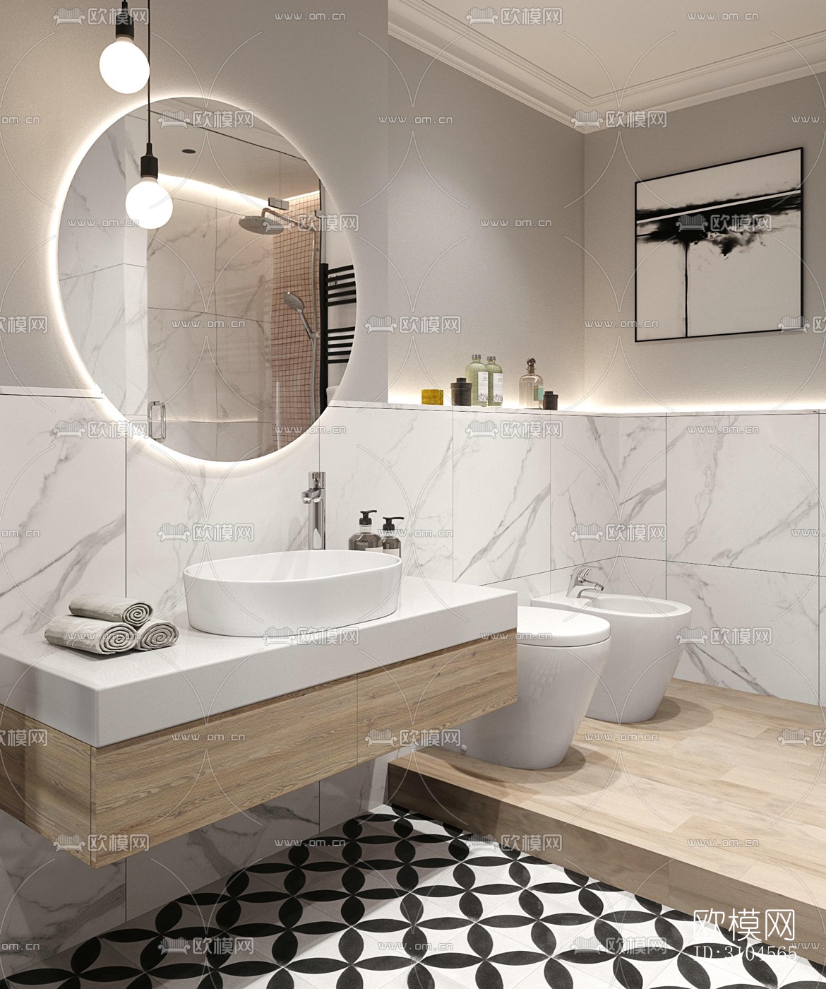 日式卫生间效果图下载（渲染图4）