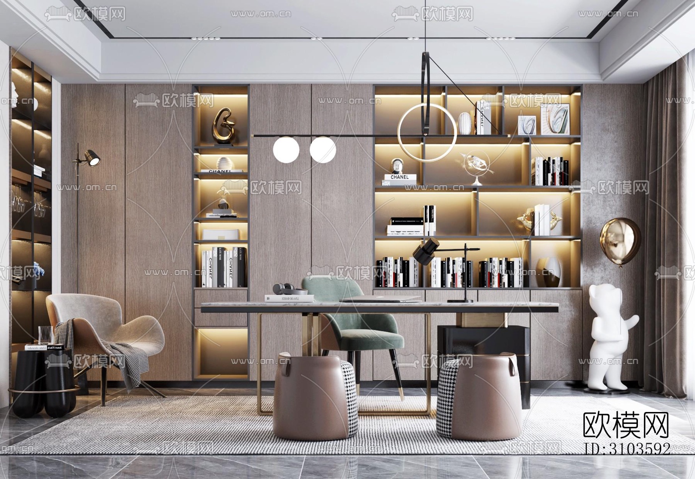 北欧书房效果图下载（渲染图5）