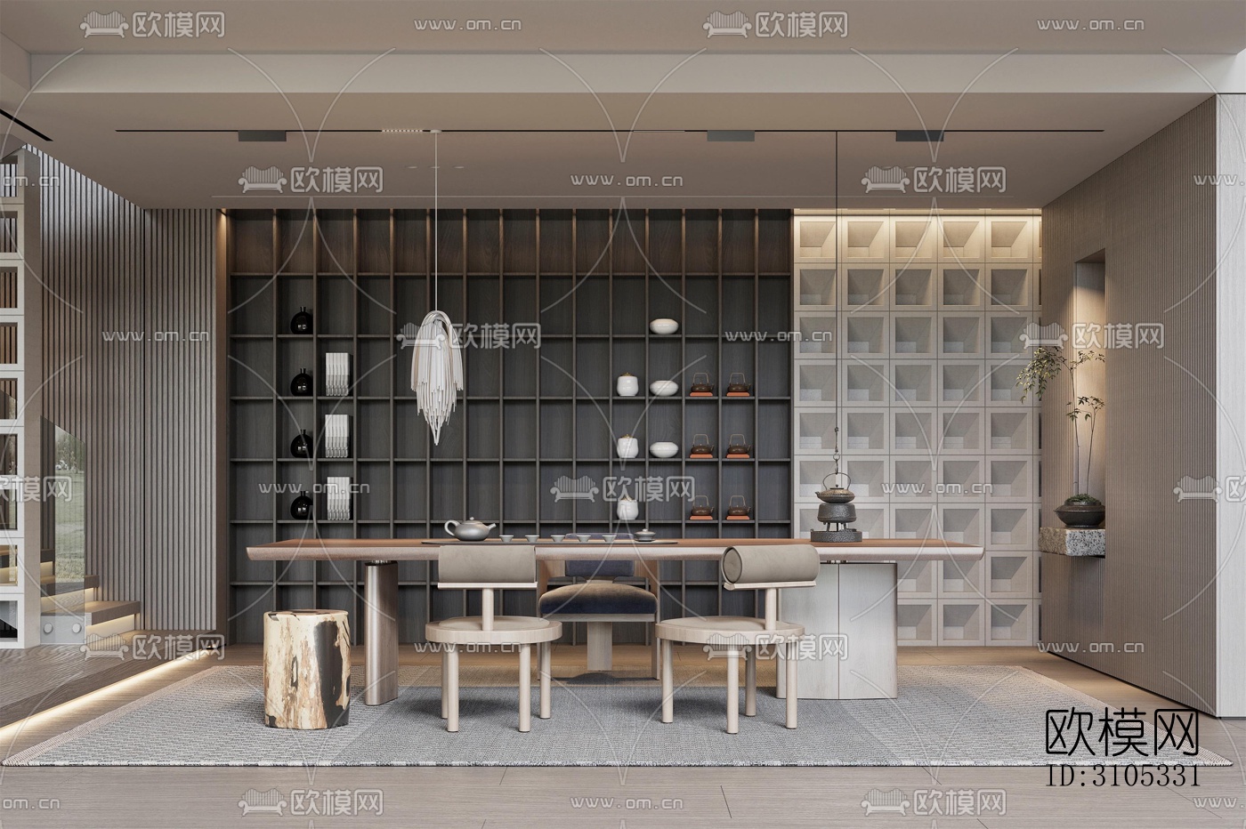 高级灰茶室效果图下载（渲染图5）