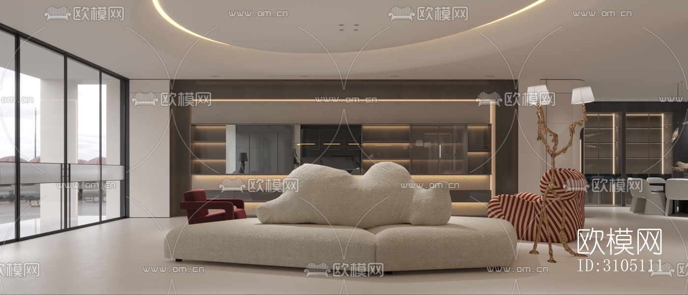 现代平层效果图下载（渲染图19）