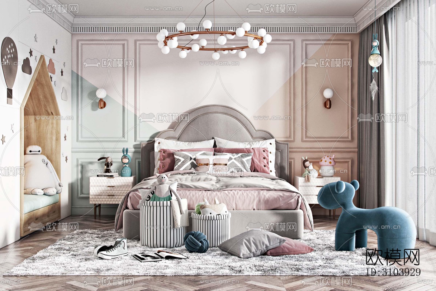 欧式儿童房效果图下载（渲染图3）