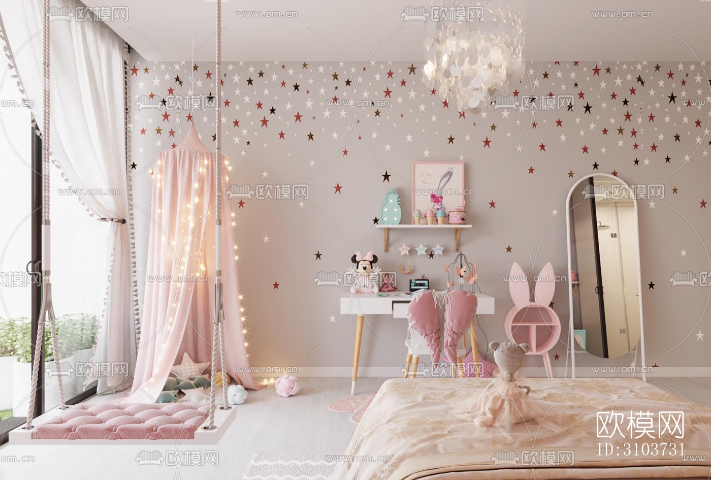 北欧儿童房效果图下载（渲染图2）