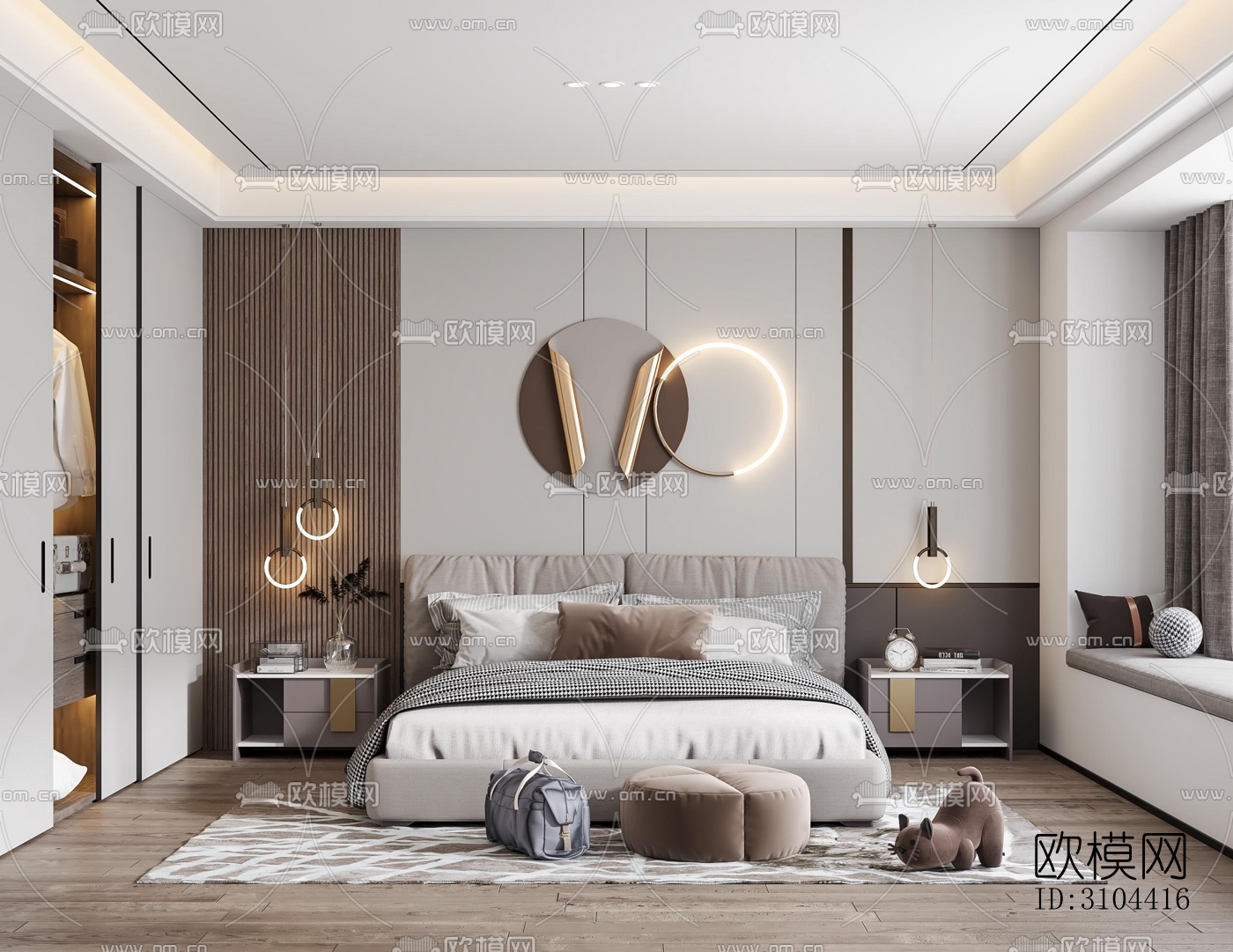 现代卧室效果图下载（渲染图2）