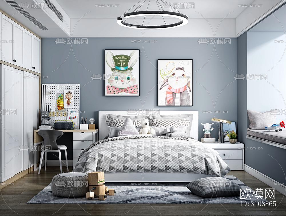 北欧儿童房效果图下载（渲染图4）