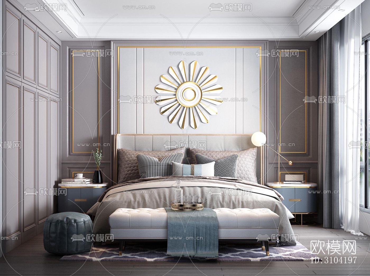 欧式卧室效果图下载（渲染图4）