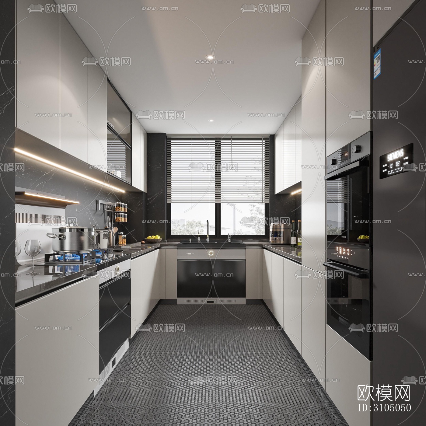 现代厨房效果图下载（渲染图2）