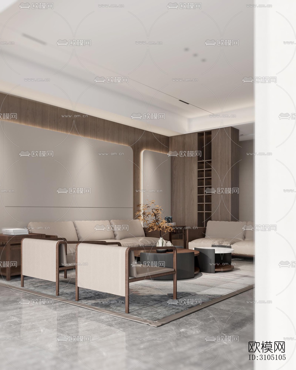 新中式平层效果图下载（渲染图8）