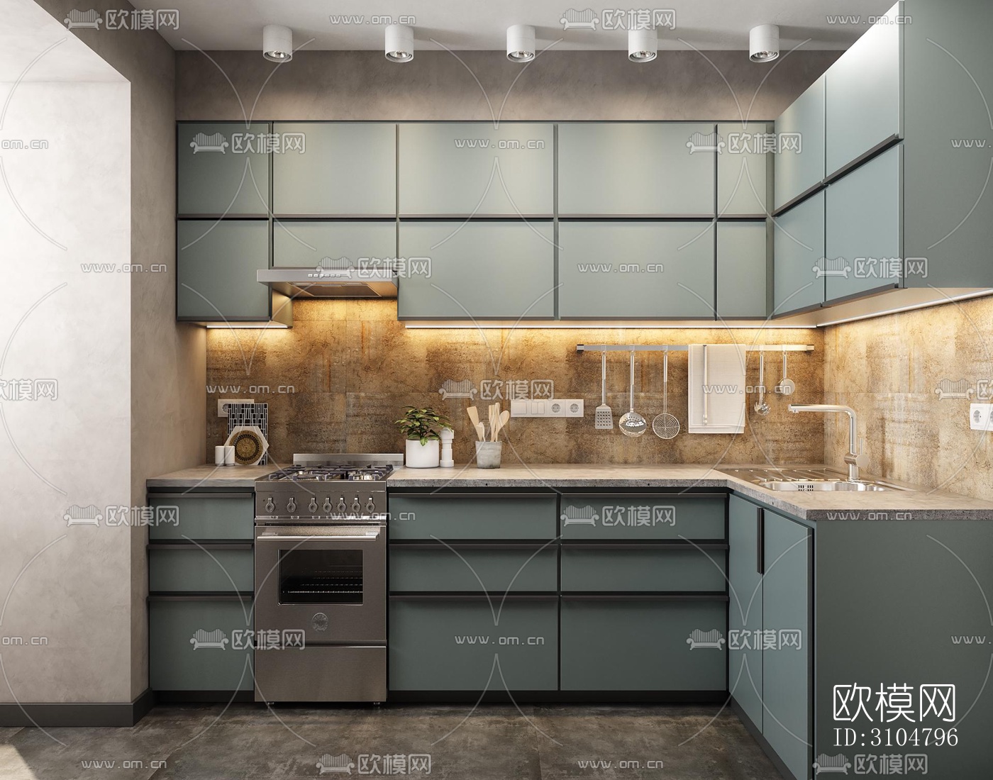 北欧厨房效果图下载（渲染图3）