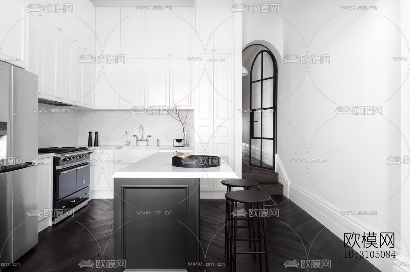 高级灰厨房效果图下载（渲染图3）