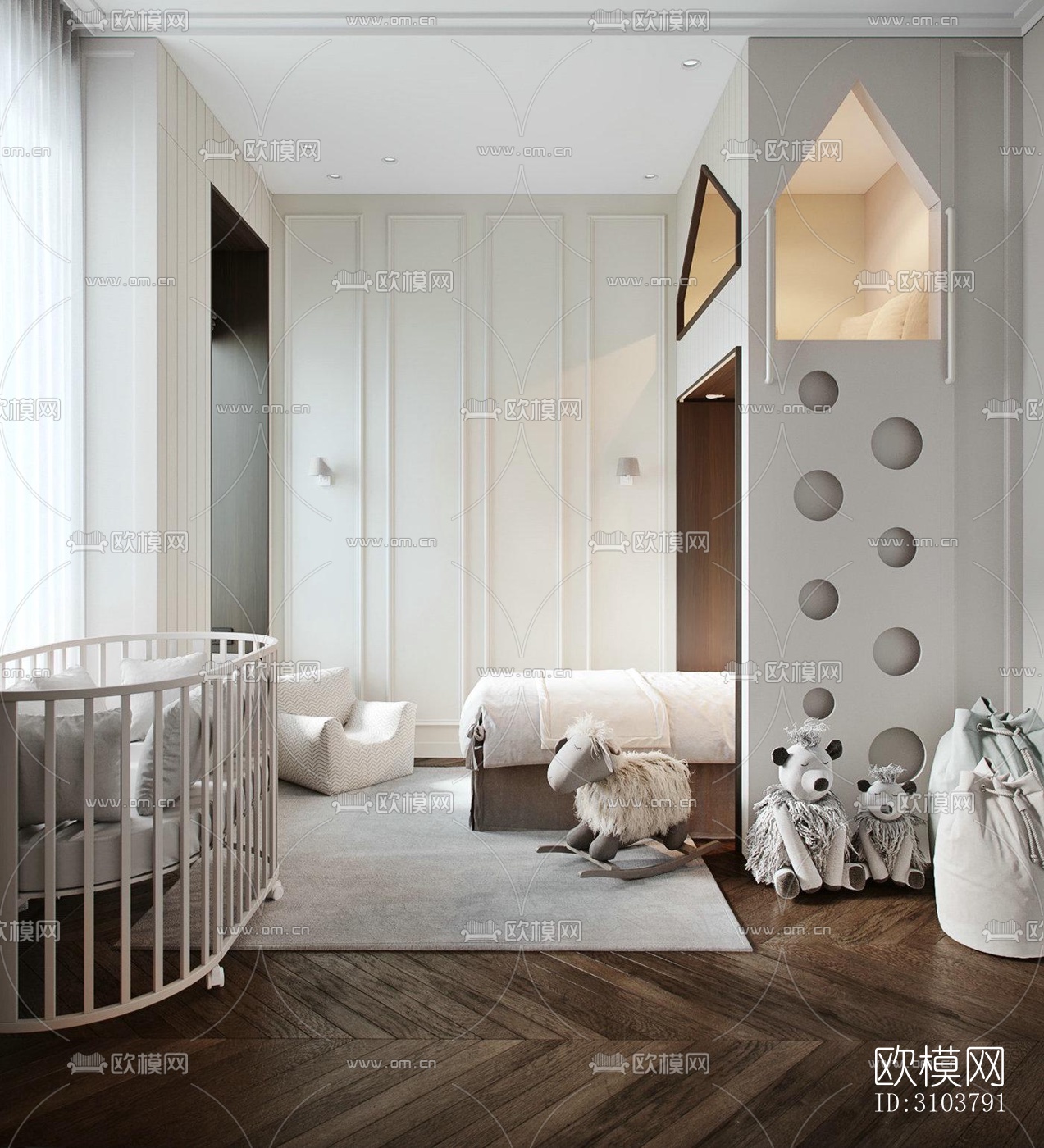 北欧儿童房效果图下载（渲染图4）