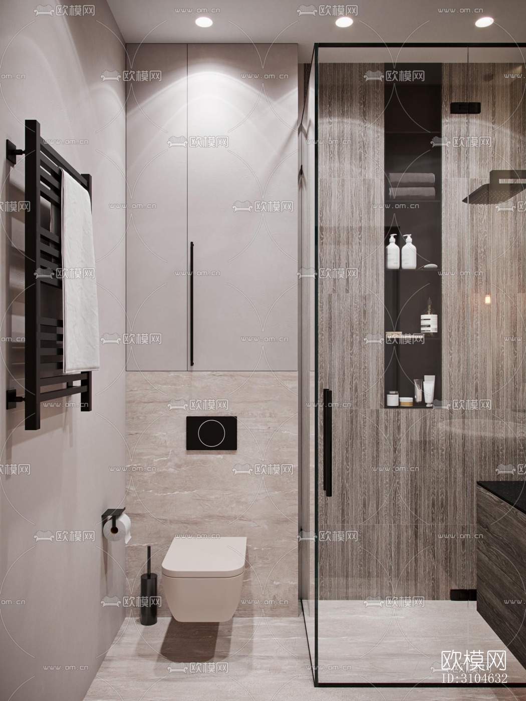 现代卫生间效果图下载（渲染图1）