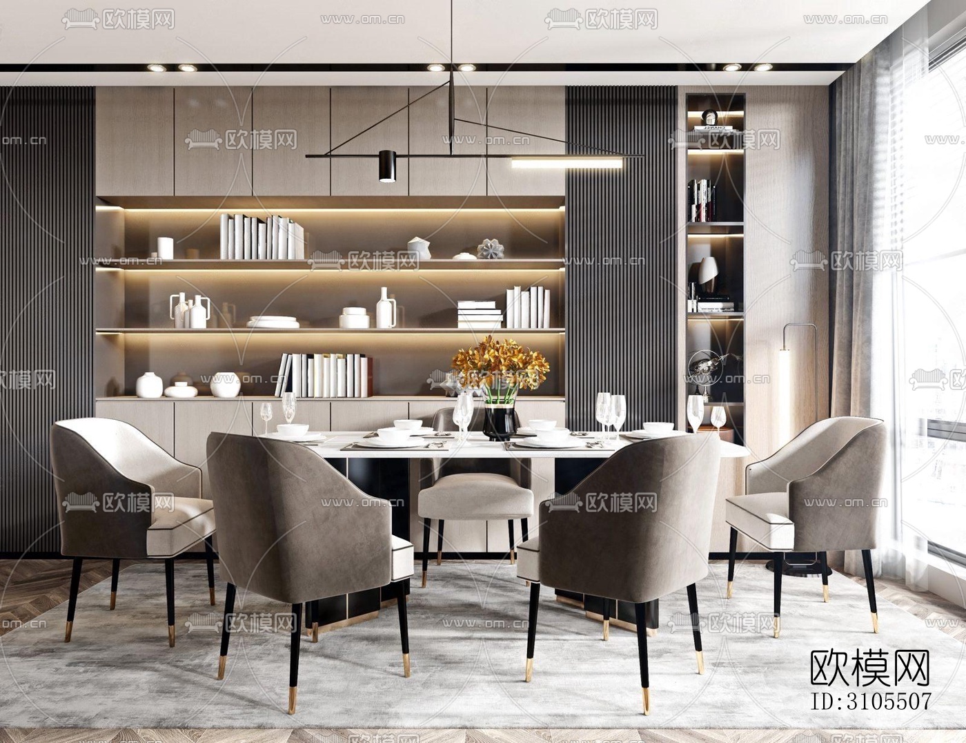 现代餐厅效果图下载（渲染图2）