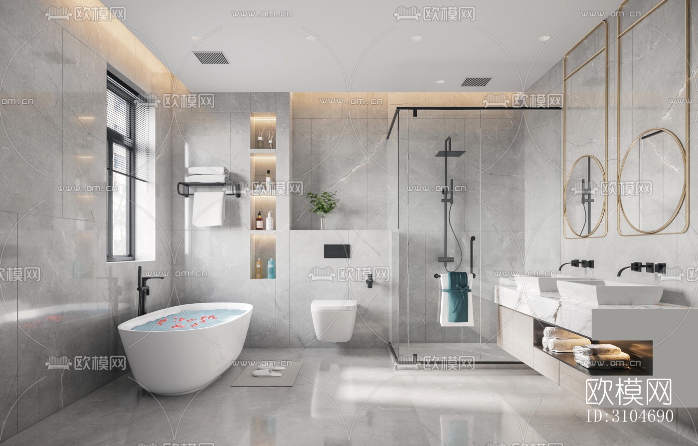 现代卫生间效果图下载（渲染图5）