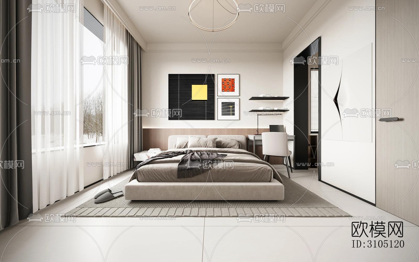 现代平层效果图下载（渲染图9）