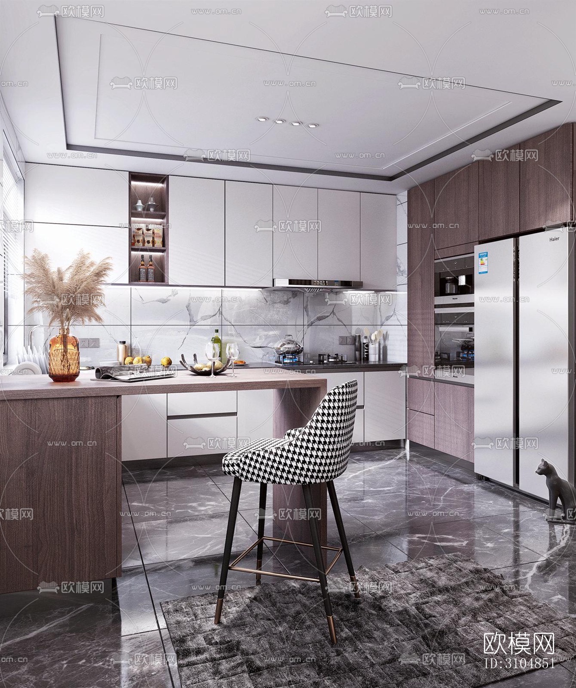 北欧厨房效果图下载（渲染图3）