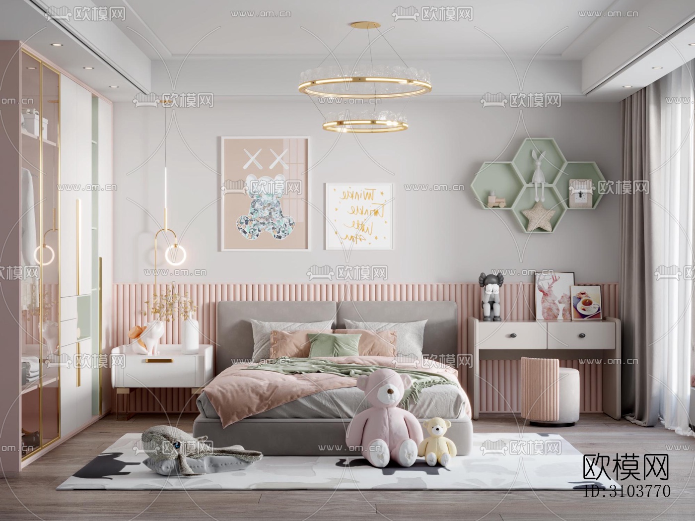 北欧儿童房效果图下载（渲染图2）