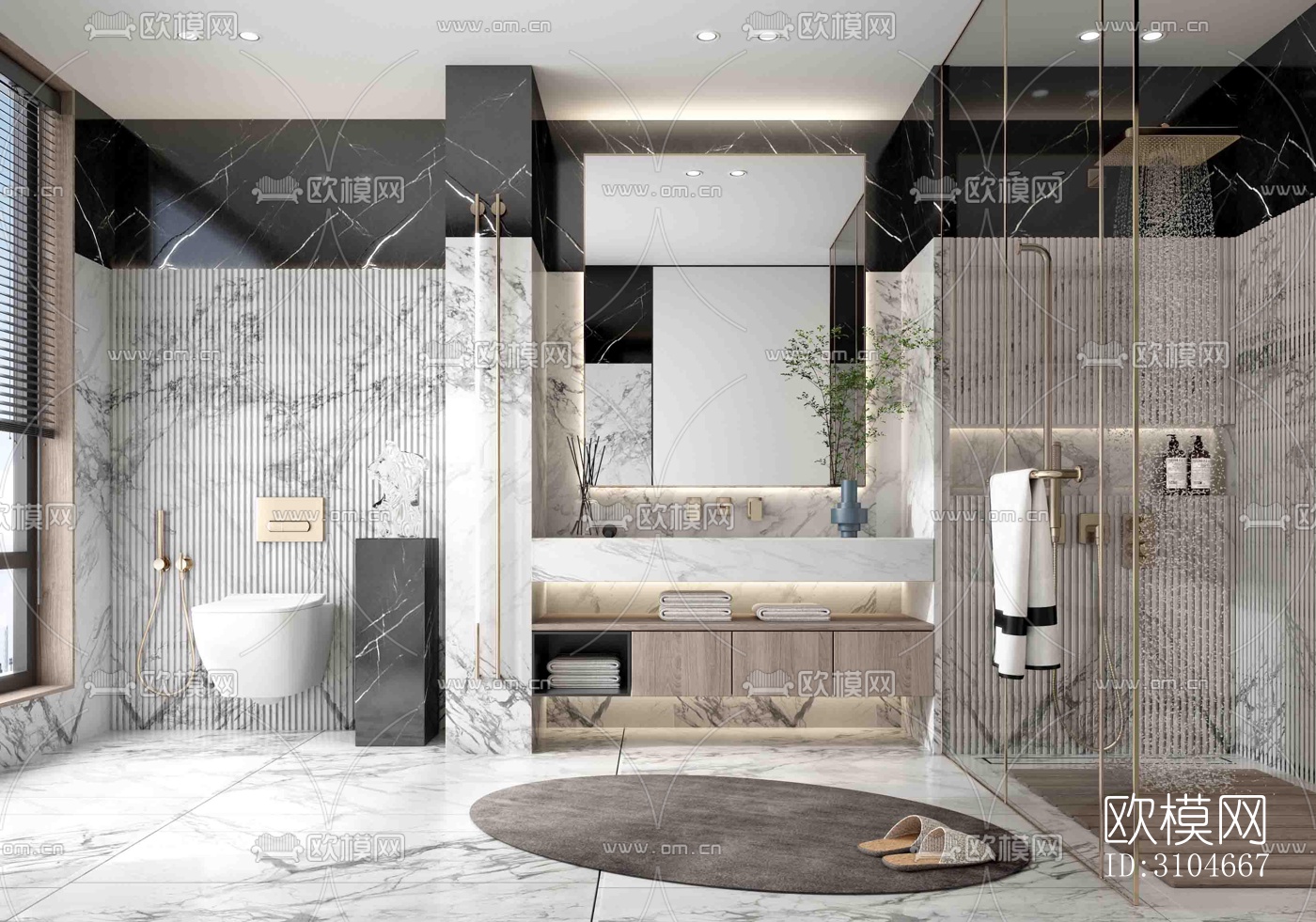 现代卫生间效果图下载（渲染图4）