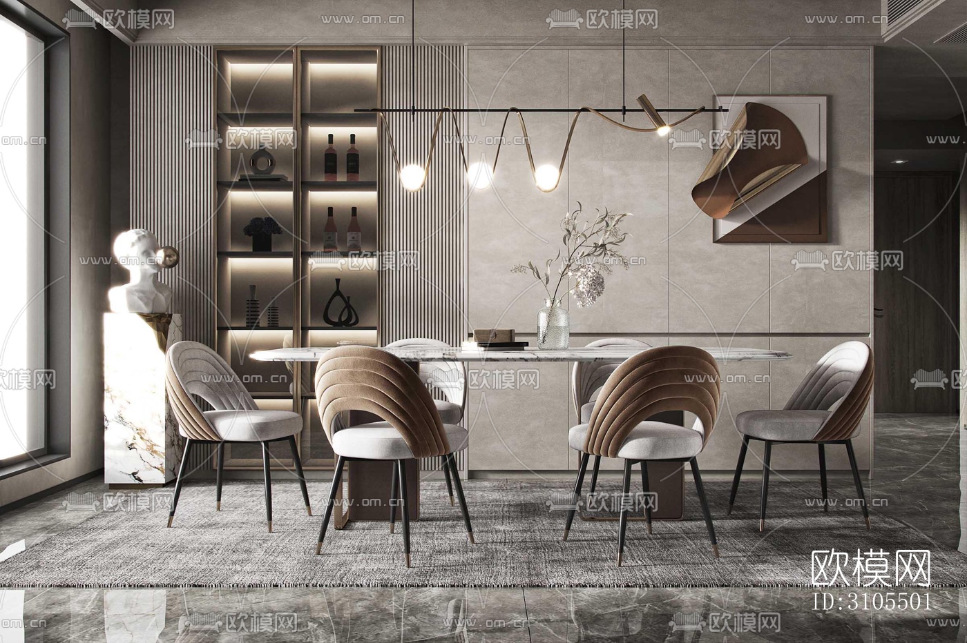 现代餐厅效果图下载（渲染图4）