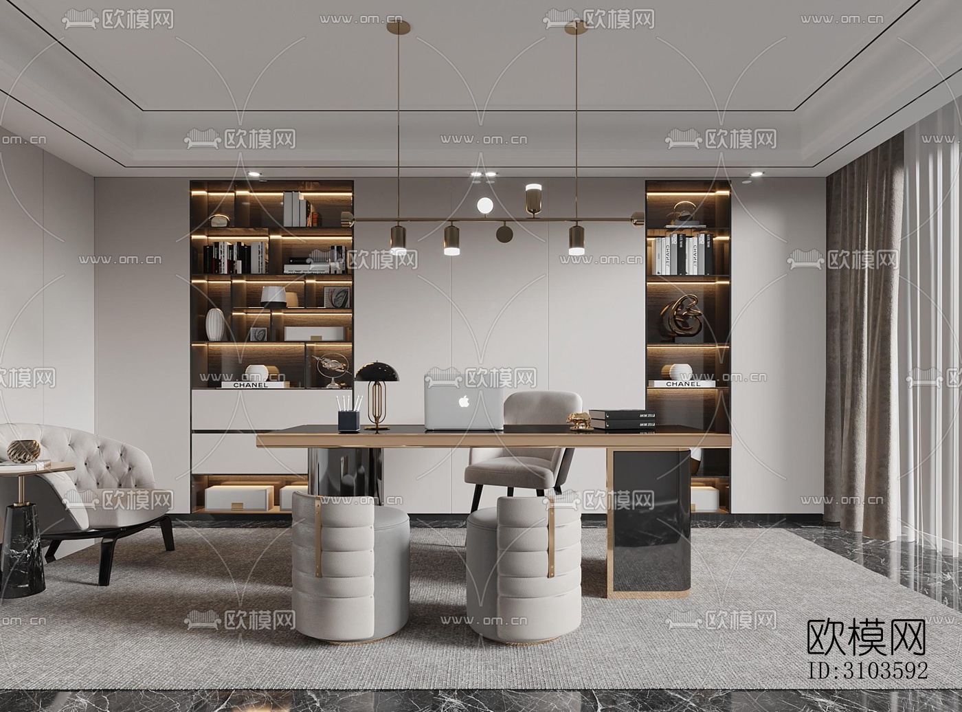 北欧书房效果图下载（渲染图4）