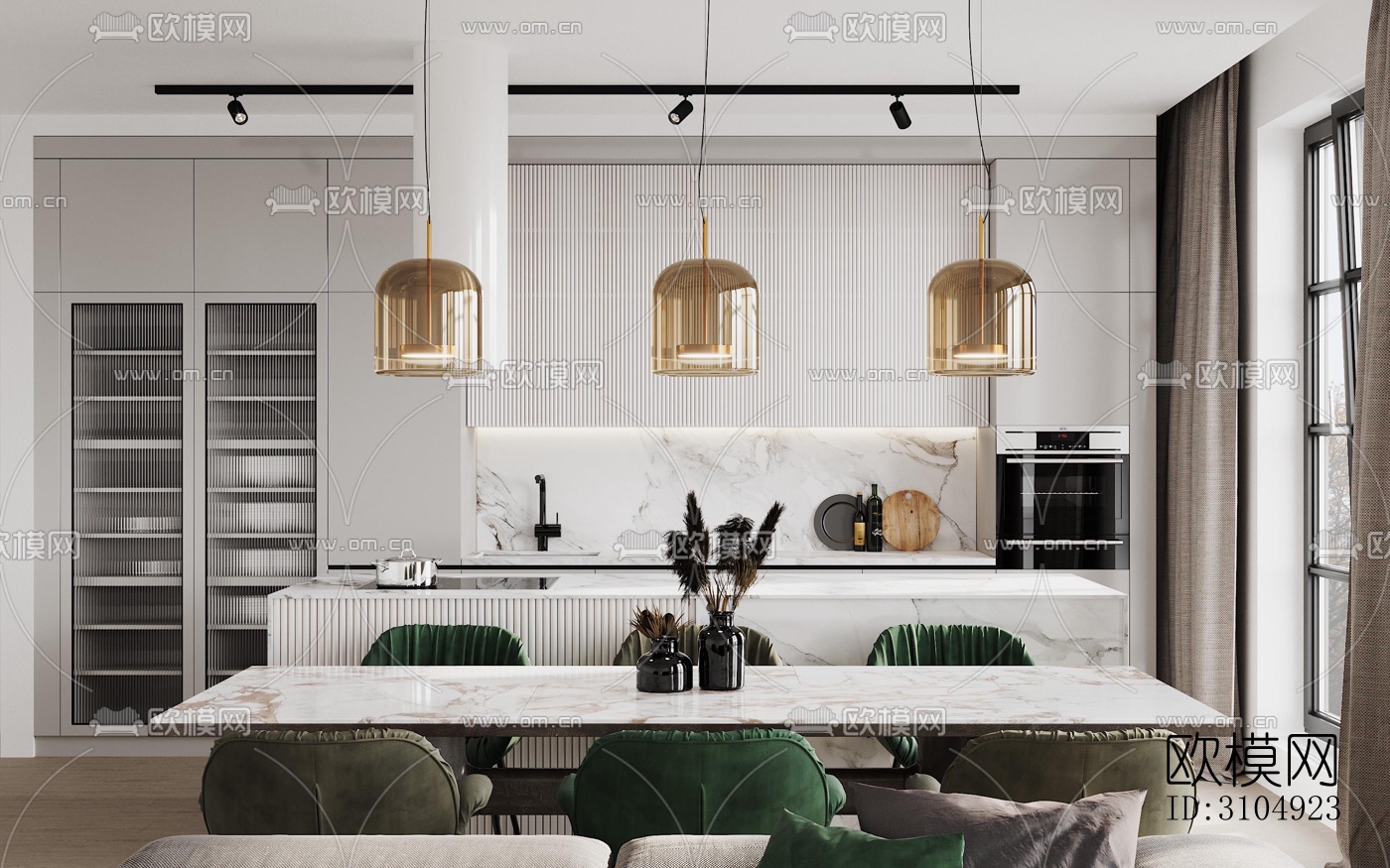 法式厨房效果图下载（渲染图2）