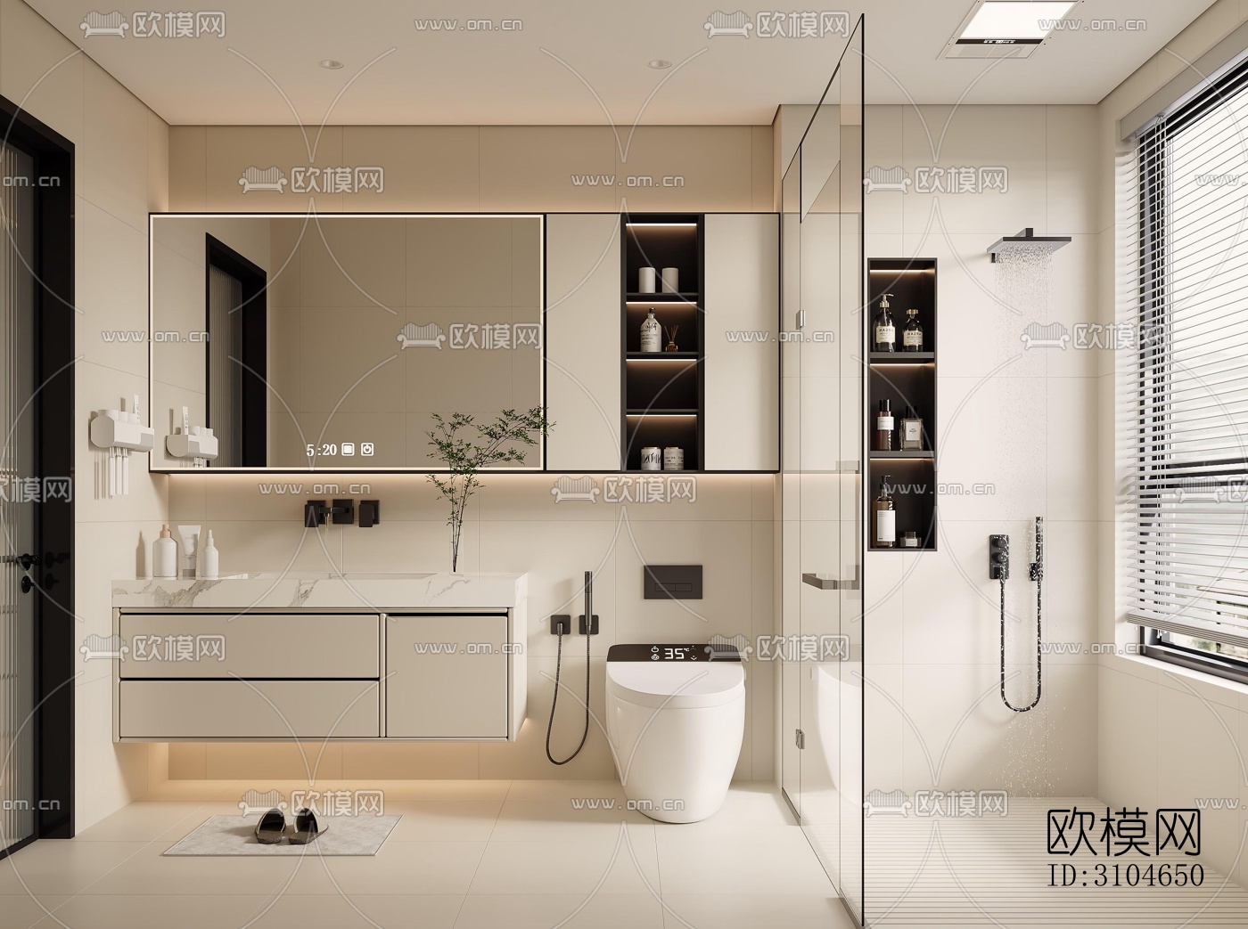 现代卫生间效果图下载（渲染图4）