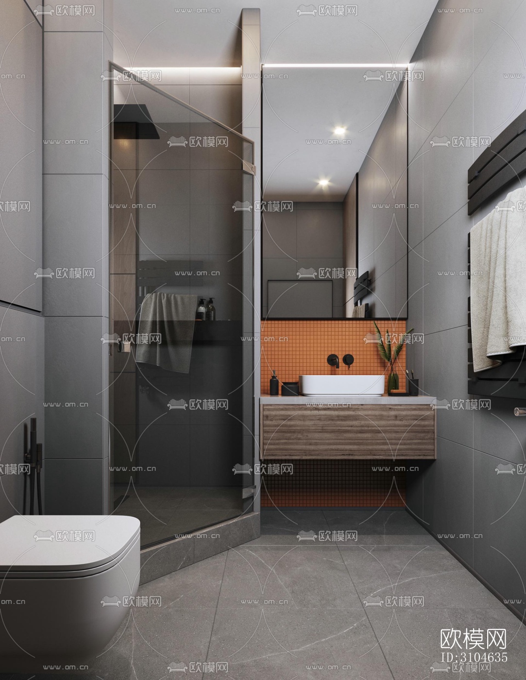 现代卫生间效果图下载（渲染图3）