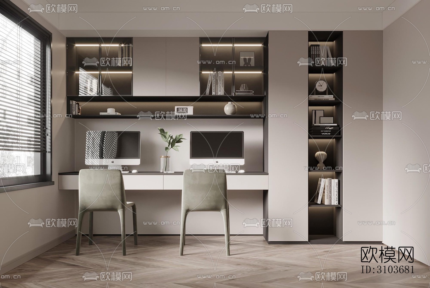 现代书房效果图下载（渲染图5）
