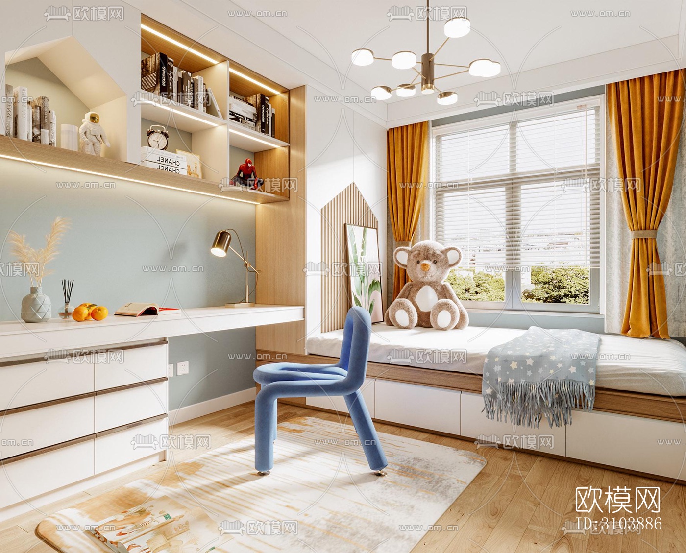 北欧儿童房效果图下载（渲染图4）